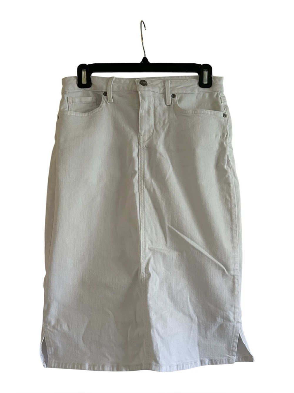 NYDJ Curves 360 White Denim Size 00 Midi Skirt